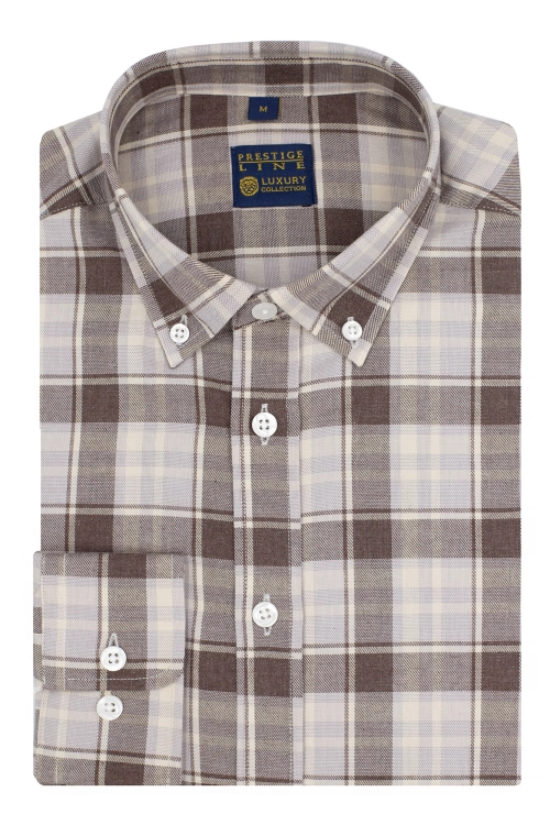 brązowa koszula flanelowa w kratę