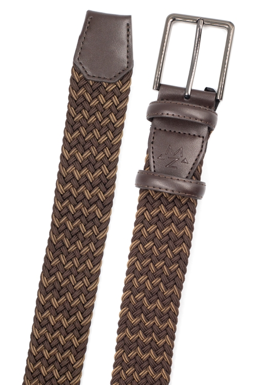 pasek pleciony jasno-ciemno-brązowy