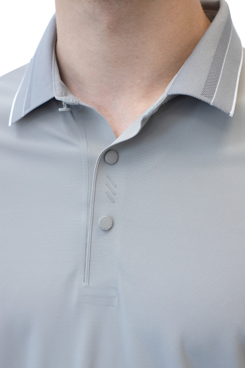 koszulka polo nylonowa szara detale