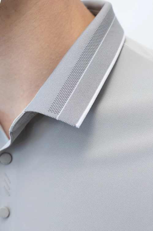 koszulka polo nylonowa szara kołnierz