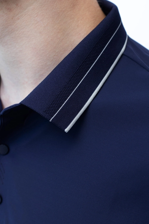 koszulka polo nylonowa granatowa kołnierz