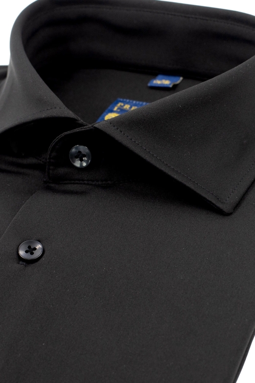 koszula nylonowa czarna kołnierz