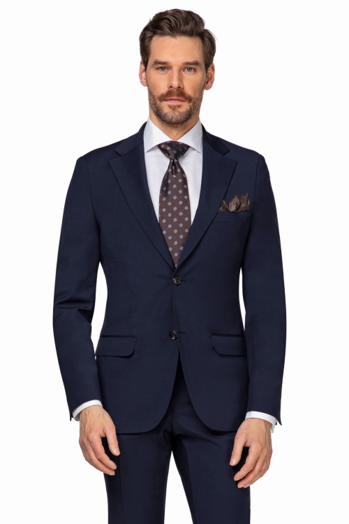 granatowy garnitur leon