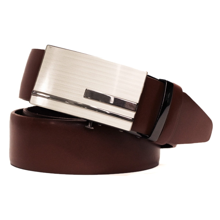 Ciemnobrązowy pasek z klamrą automatyczną