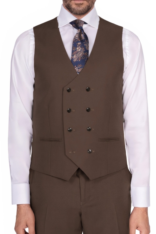 kamizelka dwurzędowa brązowa