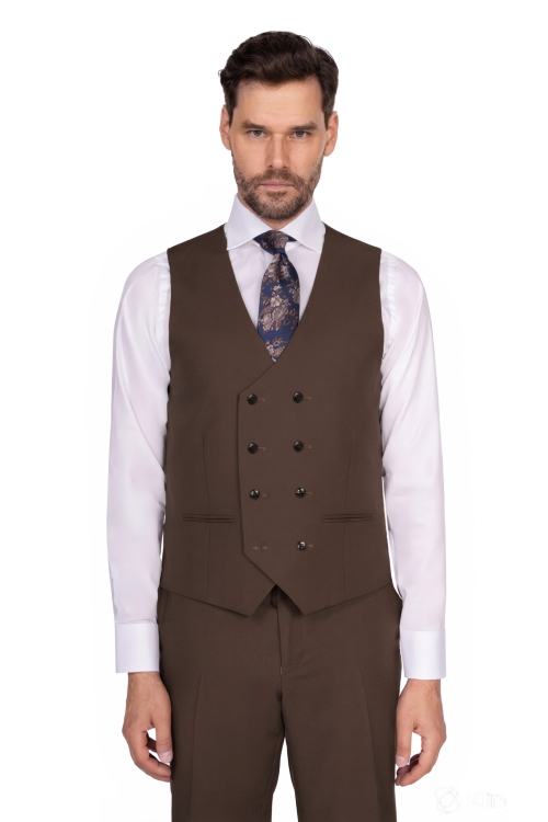 kamizelka dwurzędowa brązowa