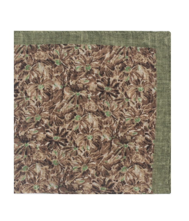 poszetka wełniana brązowo zielona