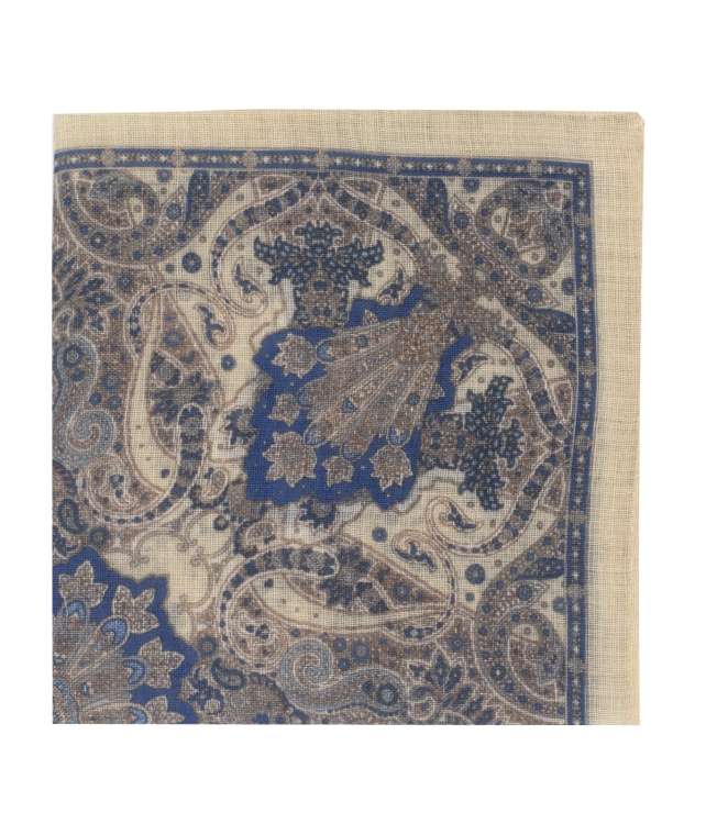 beżowo-granatowa poszetka do garnituru