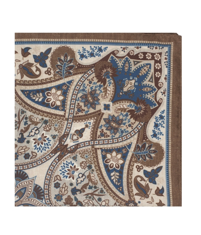 brązowo-beżowa poszetka do garnituru