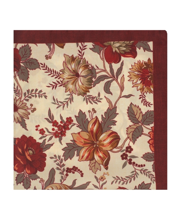 bordowo-beżowa poszetka w kwiaty