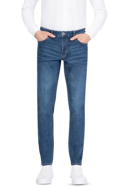 jasnogranatowe bawełniane jeansy