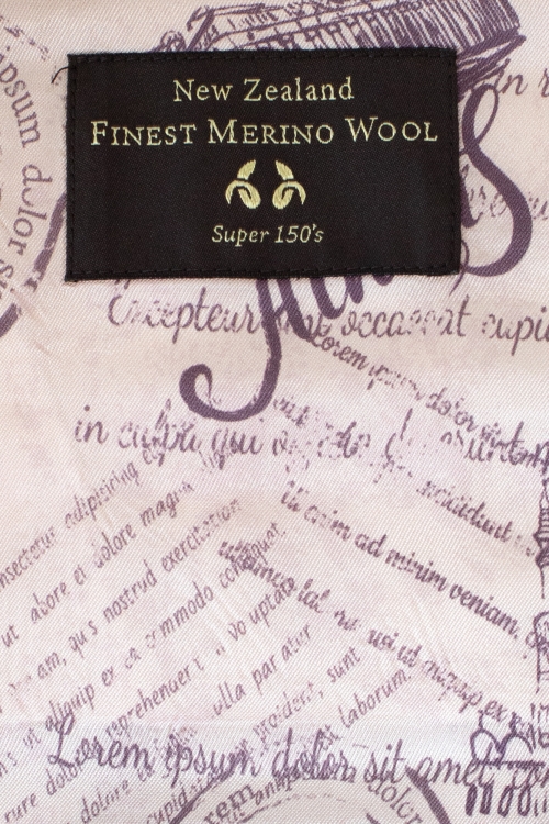 szary garnitur męski z wełny super 150's - podszewka