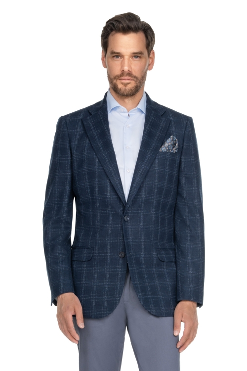 garnitur granatowy w  kratę