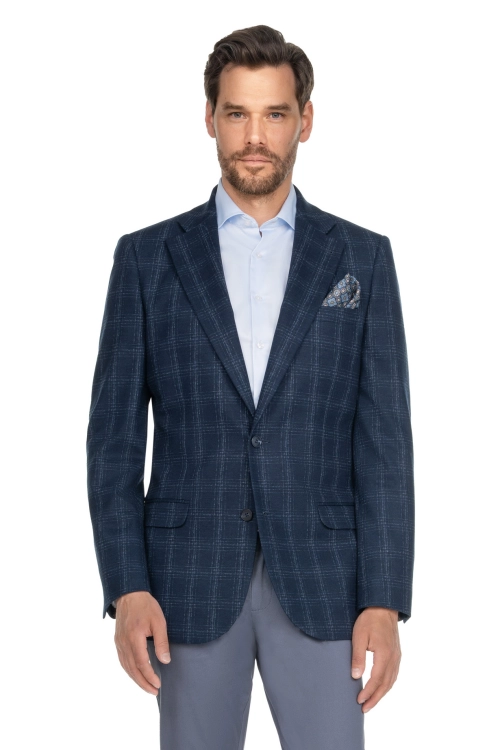 garnitur granatowy w  kratę