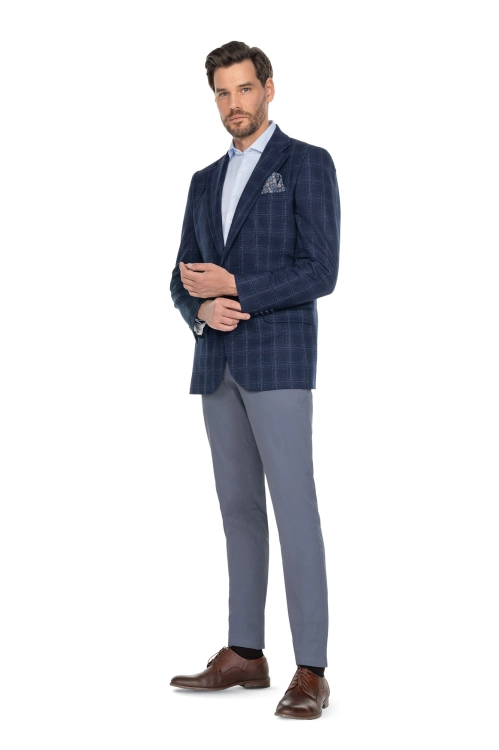 garnitur granatowy w  kratę