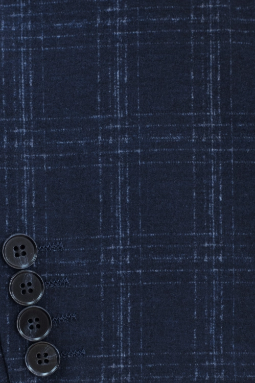 garnitur granatowy w  kratę zbliżenie materiału