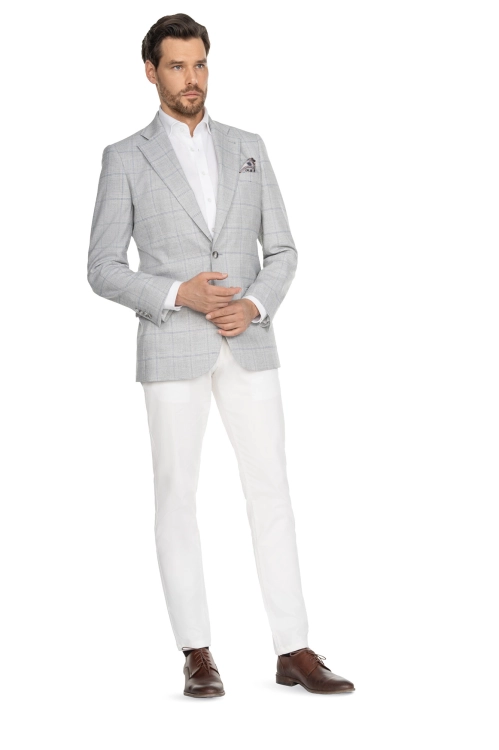 jasnoszara marynarka w kratę Walia