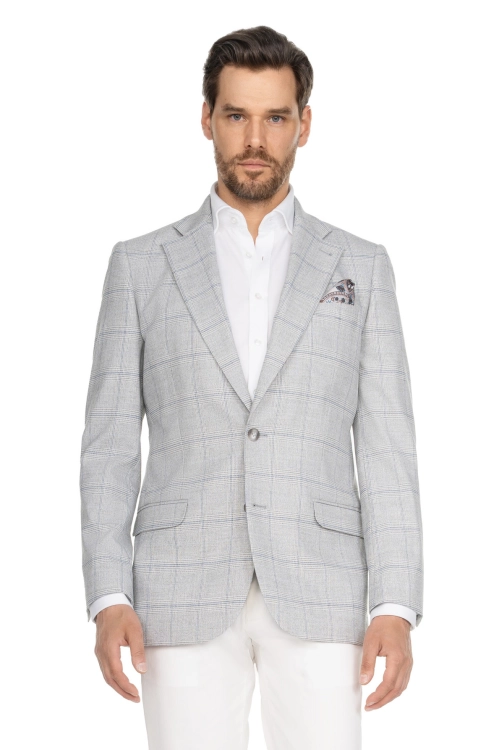 jasnoszara marynarka w kratę Walia