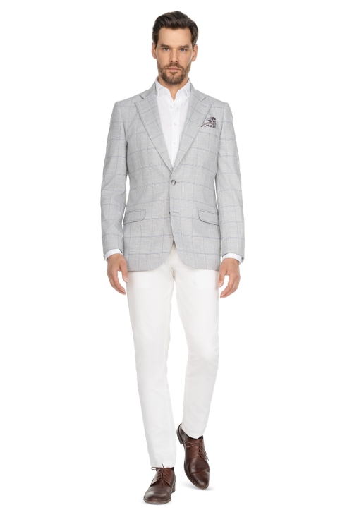 jasnoszara marynarka w kratę Walia