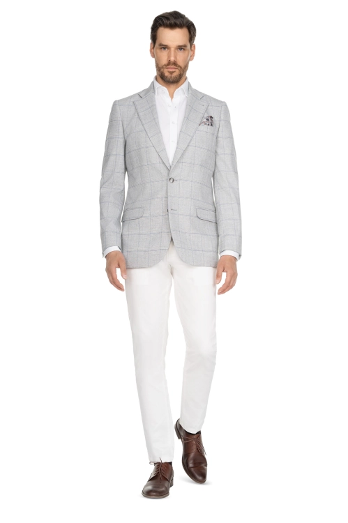 jasnoszara marynarka w kratę Walia