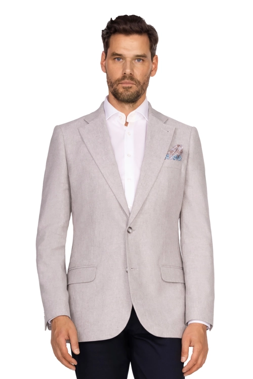 szara marynarka bawełna-len