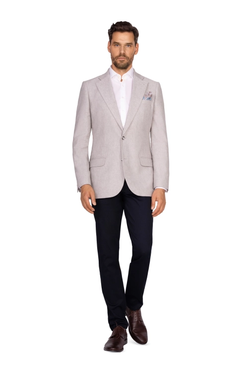 szara marynarka bawełna-len