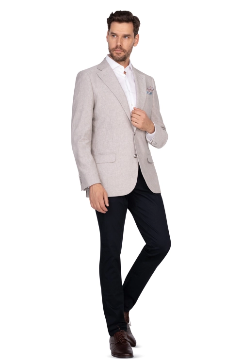 szara marynarka bawełna-len