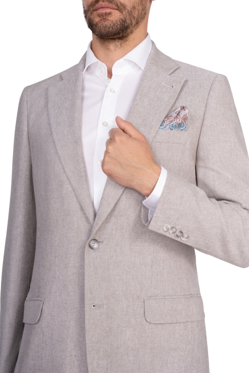 szara marynarka bawełna-len