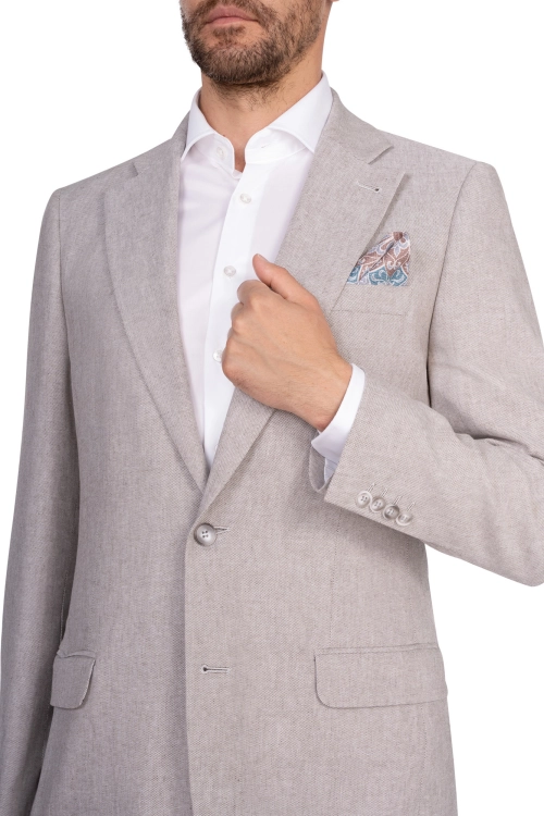 szara marynarka bawełna-len