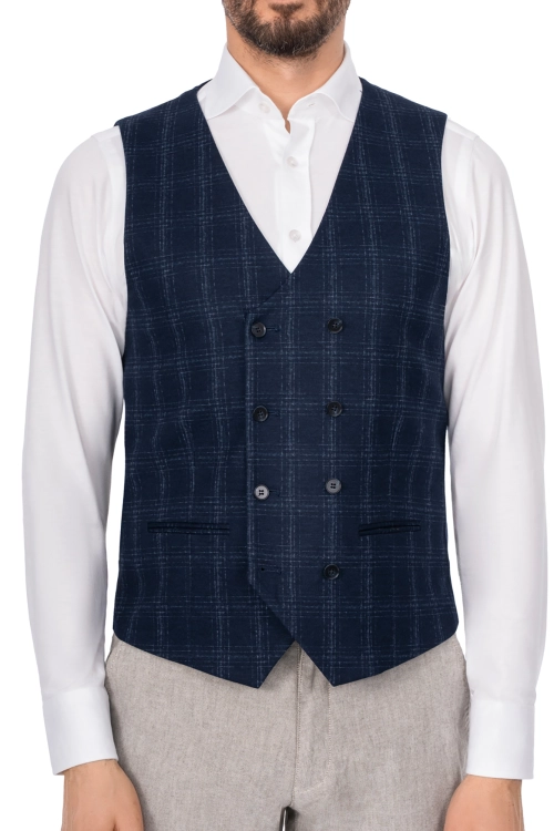 kamizelka dwurzędowa w kratę