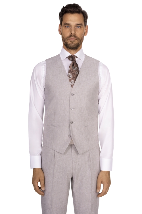 kamizelka szara bawełna-len