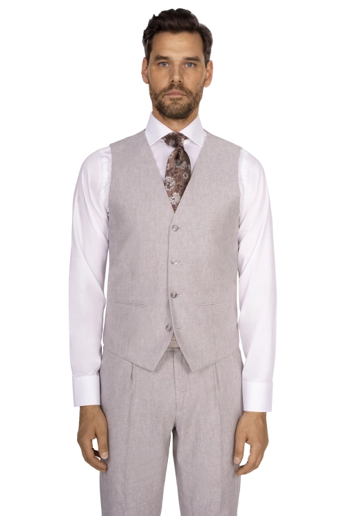 kamizelka szara bawełna-len