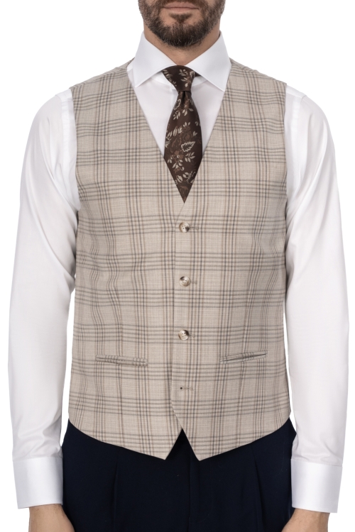 kamizelka beżowa w kratę