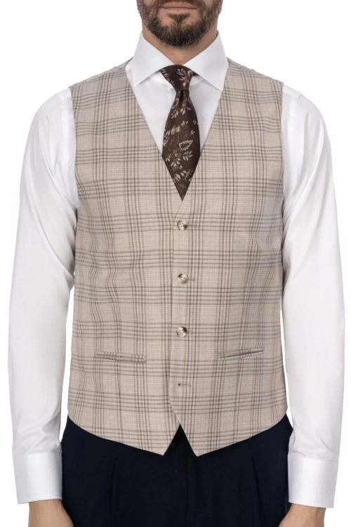 kamizelka beżowa w kratę