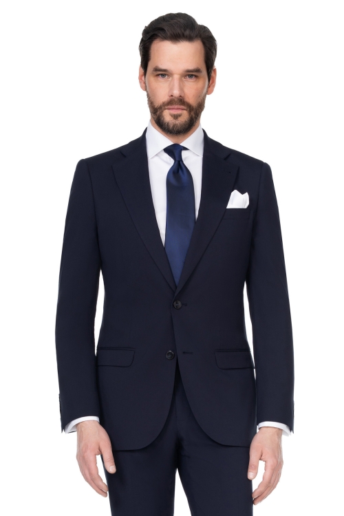 garnitur granatowy wełniany