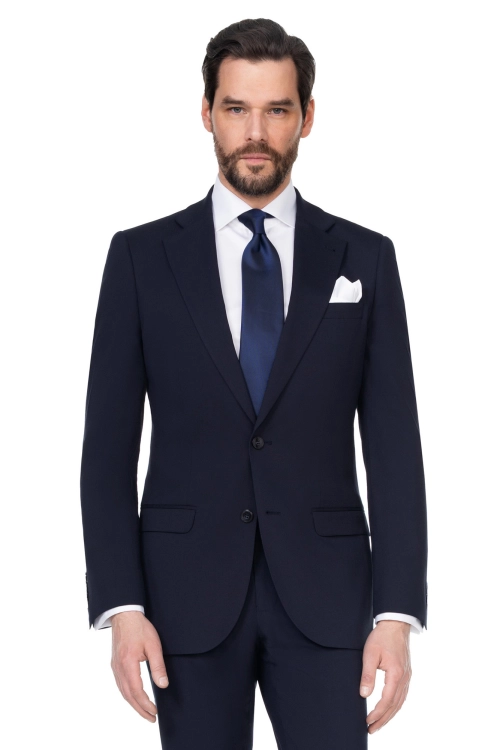 garnitur granatowy wełniany