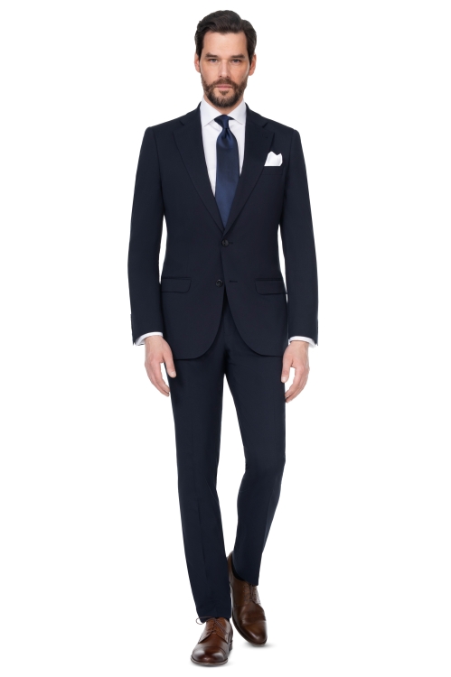 garnitur granatowy wełniany