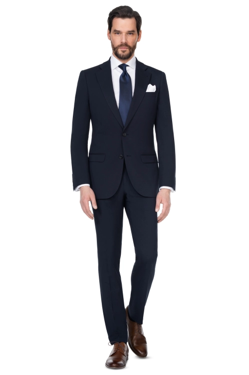 garnitur granatowy wełniany