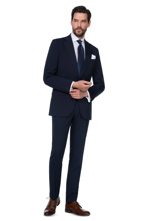 garnitur granatowy wełniany