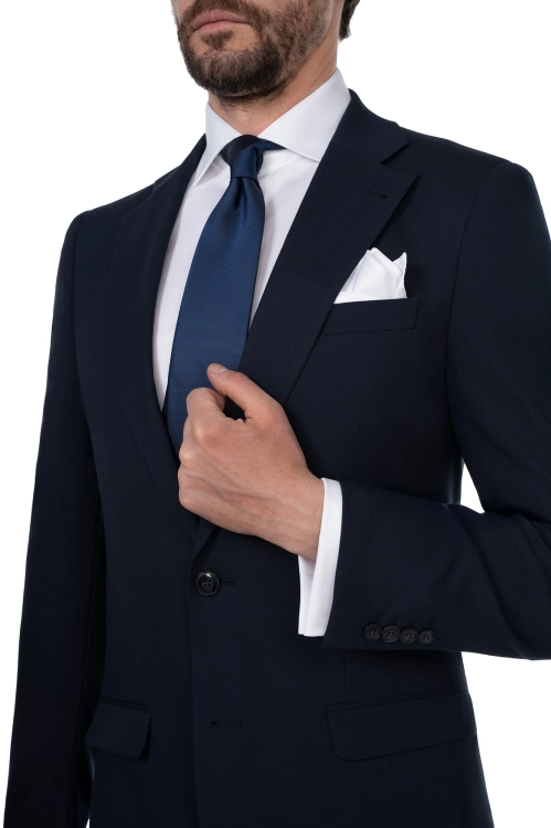 garnitur granatowy wełniany