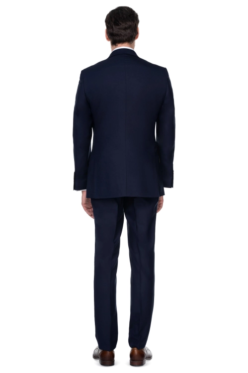 garnitur granatowy wełniany