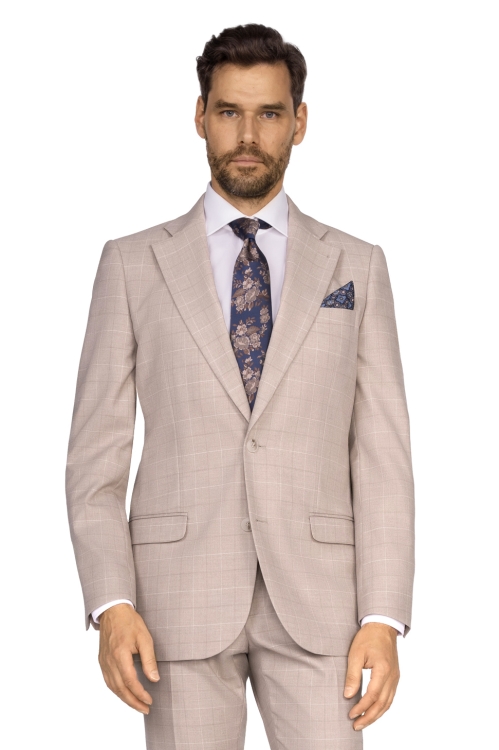 garnitur beżowy w kratę sumatra