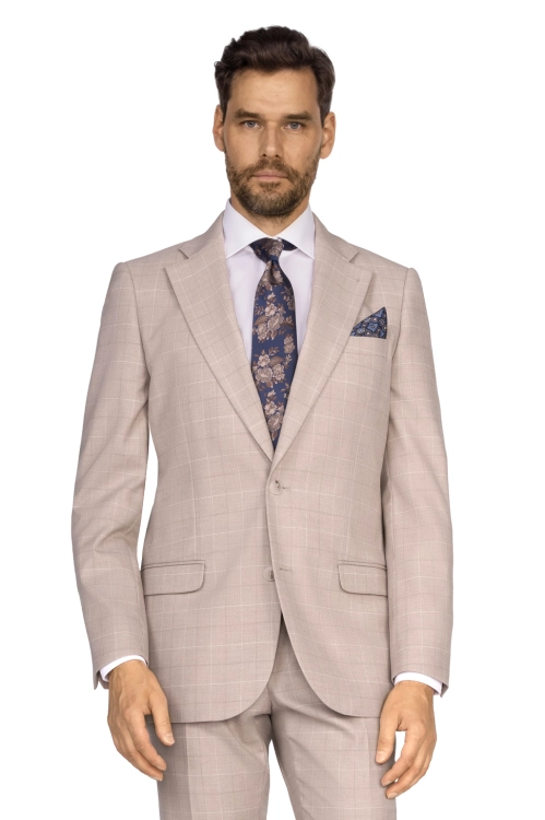 garnitur beżowy w kratę sumatra
