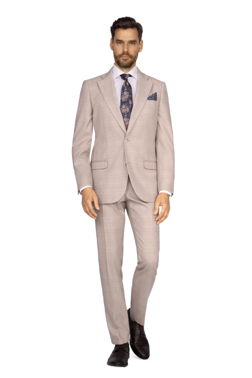 garnitur beżowy w kratę sumatra