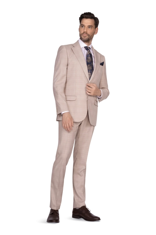 garnitur beżowy w kratę sumatra