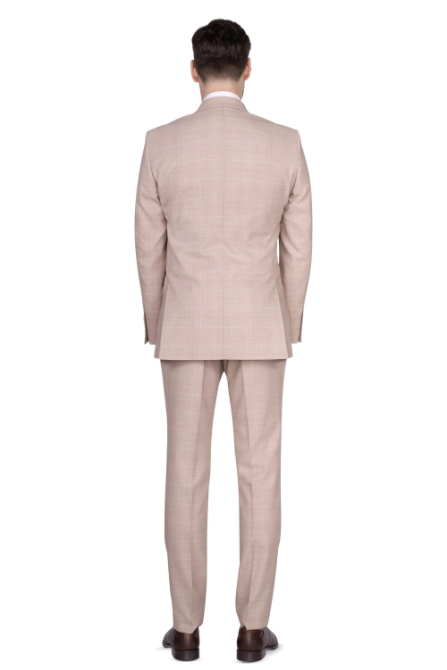 garnitur beżowy w kratę sumatra