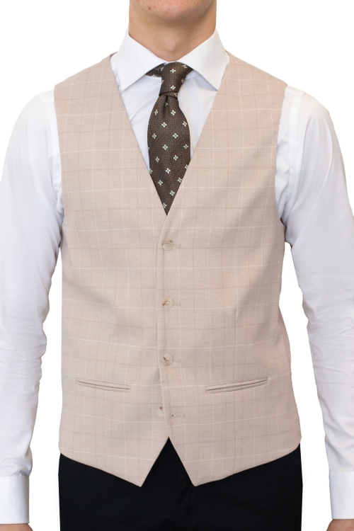 kamizelka beżowa w kratę sumatra