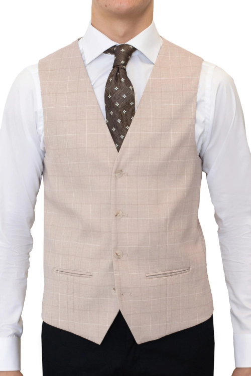 kamizelka beżowa w kratę sumatra