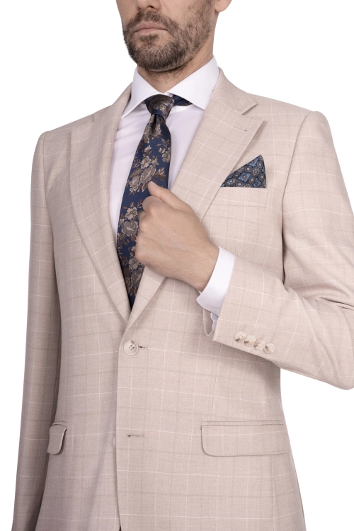 garnitur beżowy w kratę sumatra