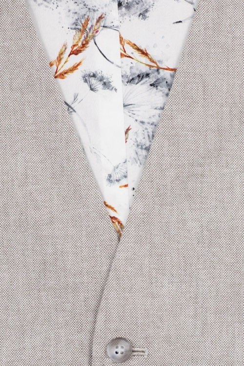 kamizelka szara bawełna-len zbliżenie